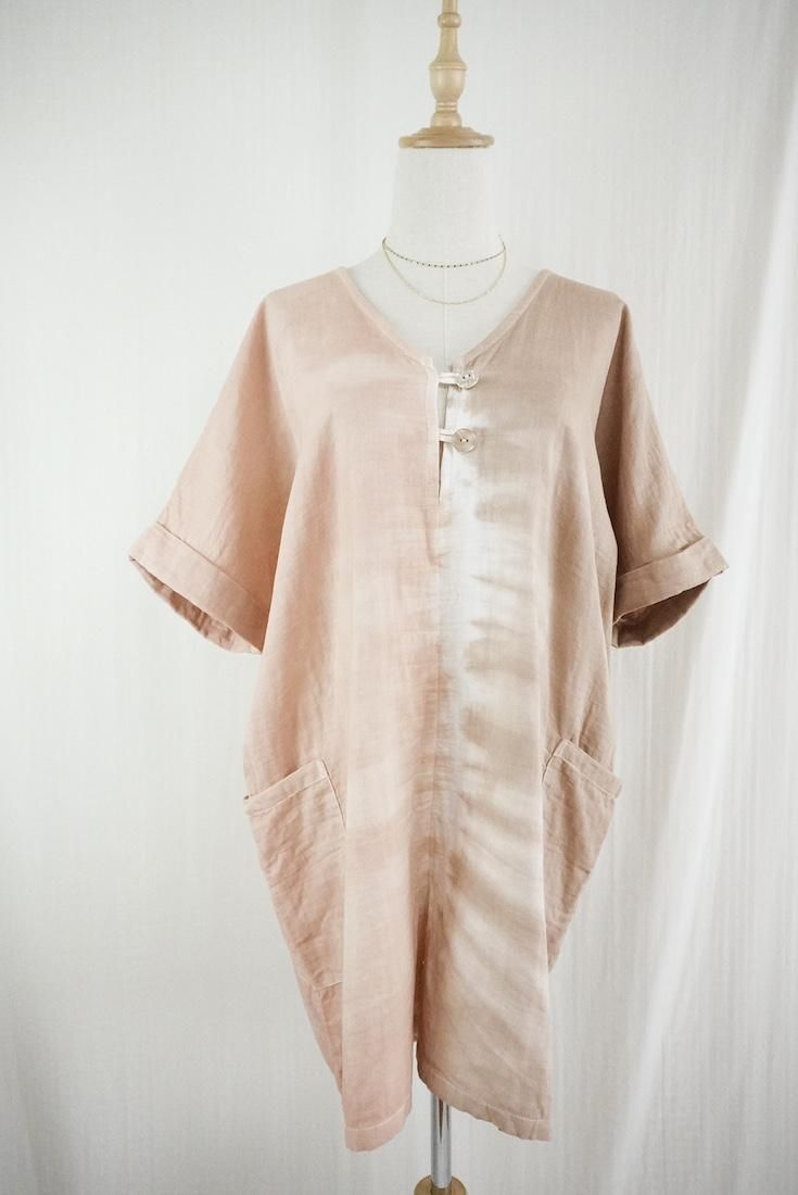 W-gauze Short sleeve rompers Orangebeige x Cafelate