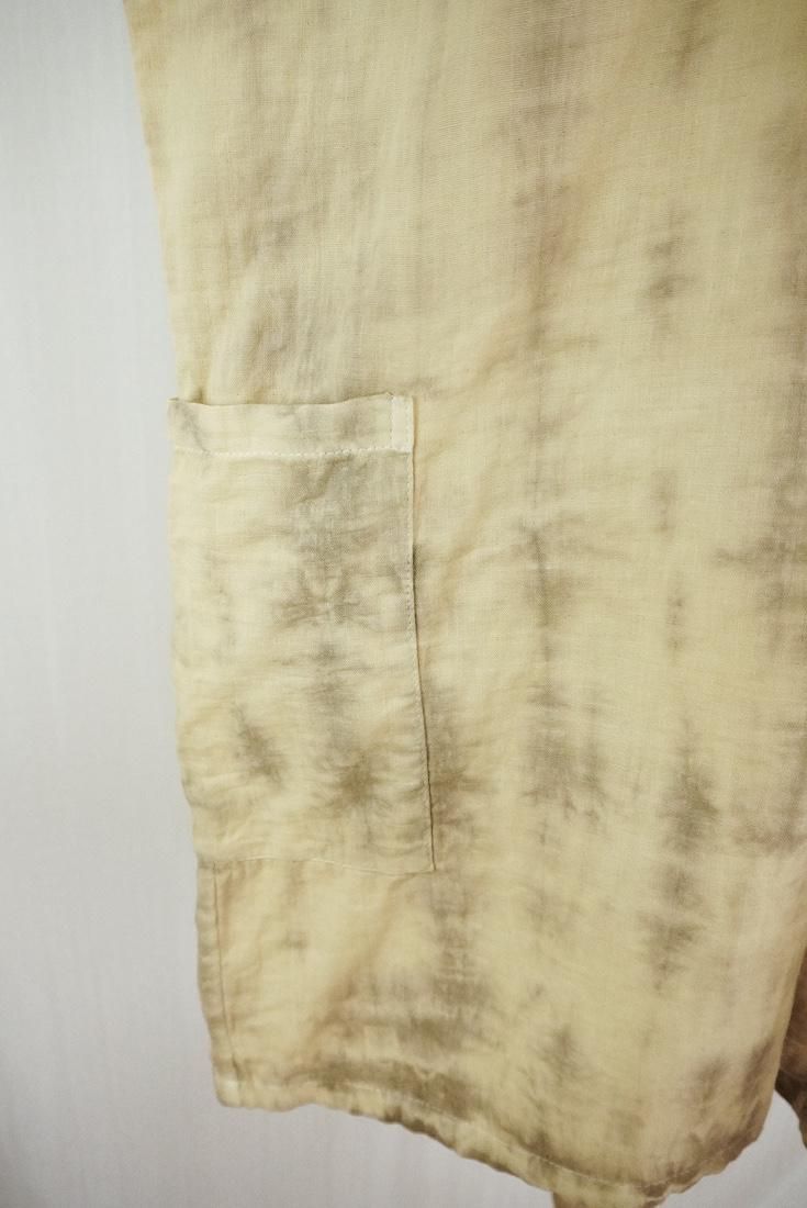 W-gauze Short sleeve rompers Custard x Greige