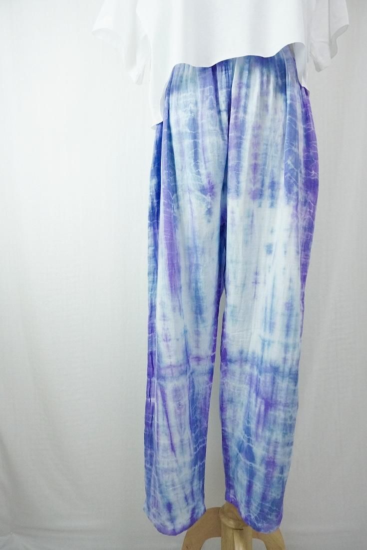 W gauze Lazy Pants DeepBlue x Purple