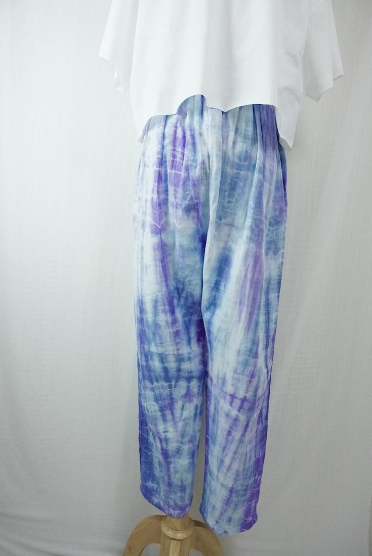 W gauze Lazy Pants DeepBlue x Purple