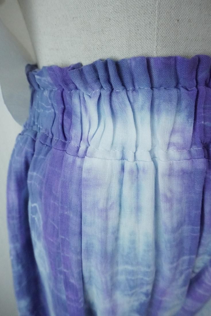 W gauze Lazy Pants DeepBlue x Purple