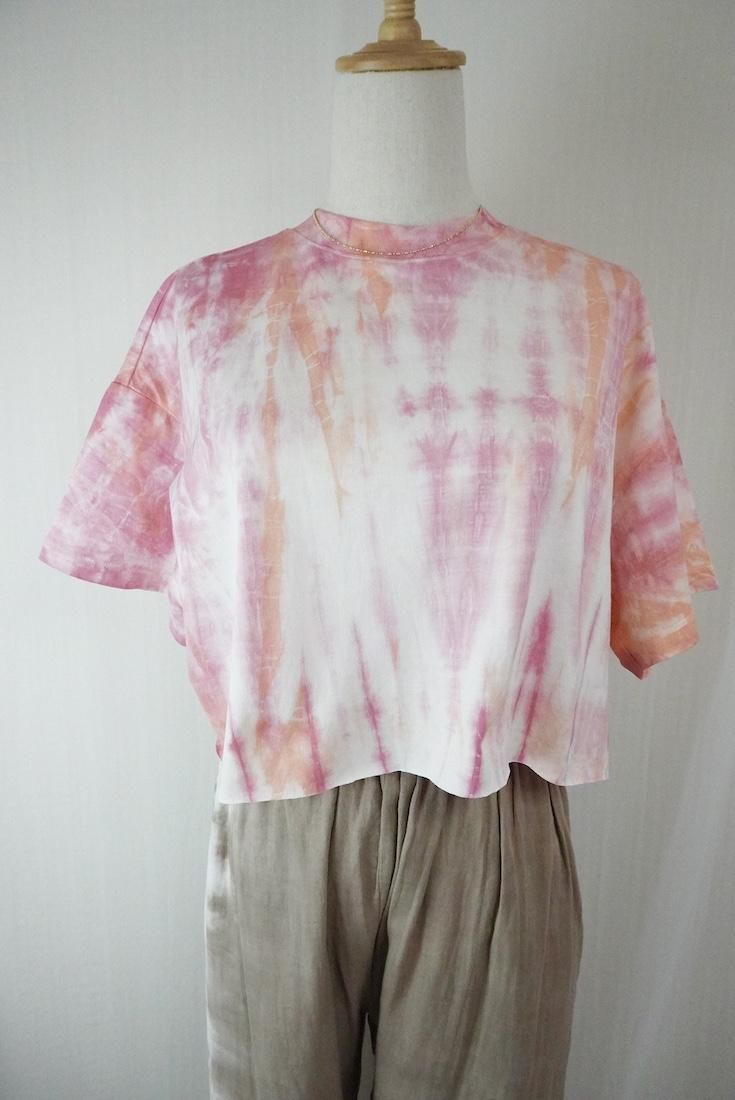 SUPIMA Coton Cut off tee Orange x Bougainvillea