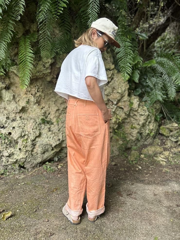 SUPIMA Coton Cut off tee Orange x Bougainvillea