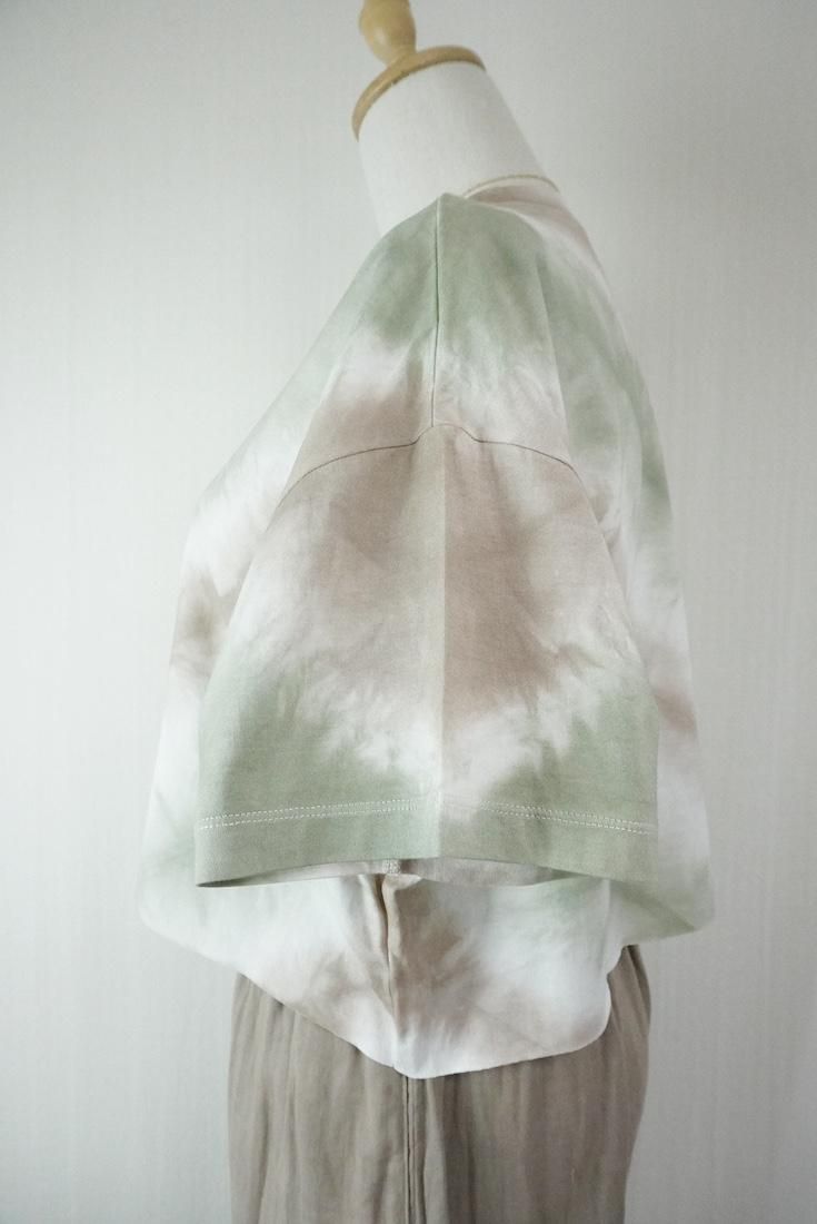 SUPIMA Coton Cut off tee Greentea x Greige