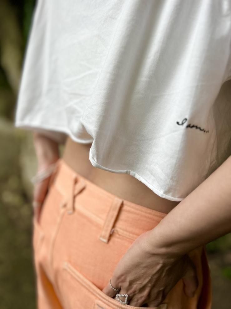SUPIMA Coton Cut off tee Greentea x Greige