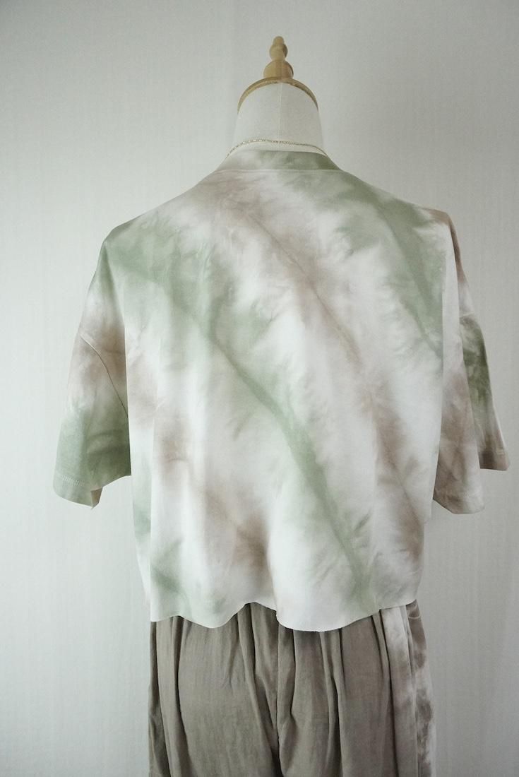 SUPIMA Coton Cut off tee Greentea x Greige
