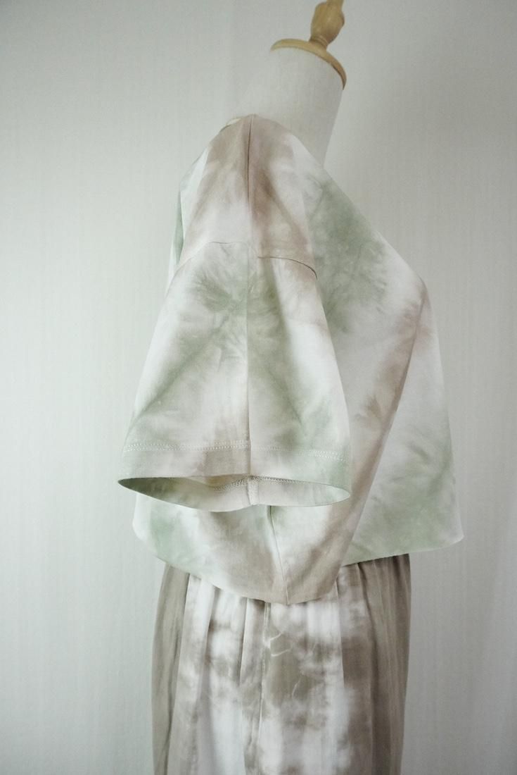 SUPIMA Coton Cut off tee Greentea x Greige