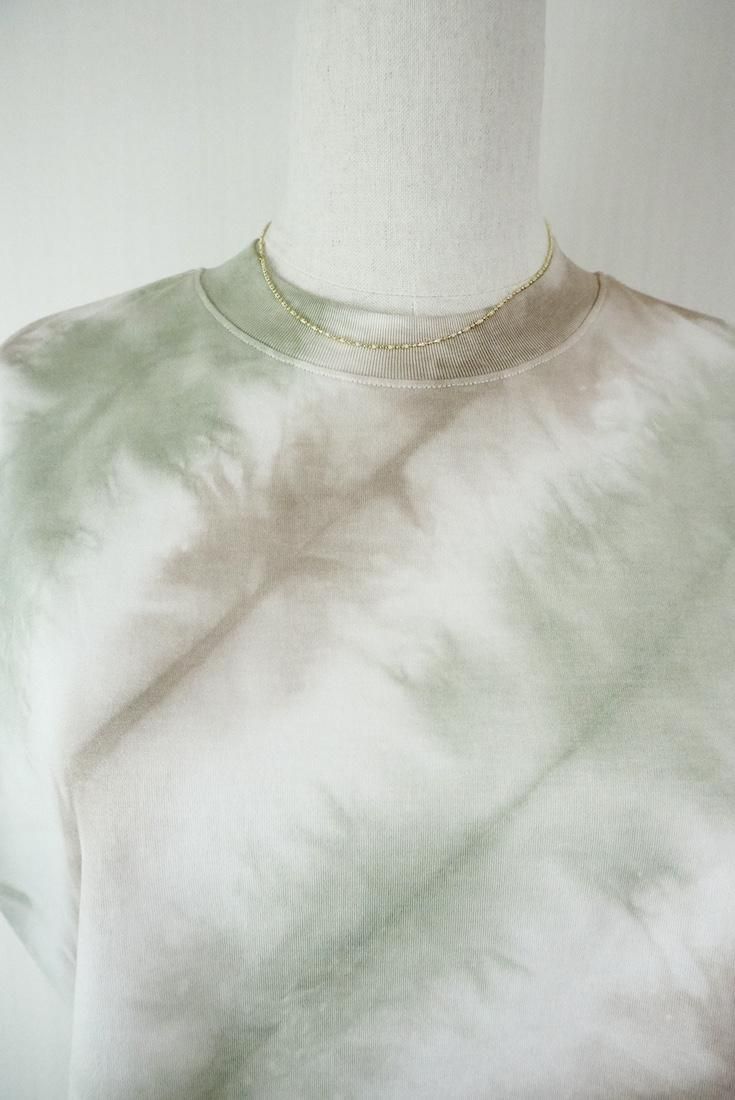 SUPIMA Coton Cut off tee Greentea x Greige