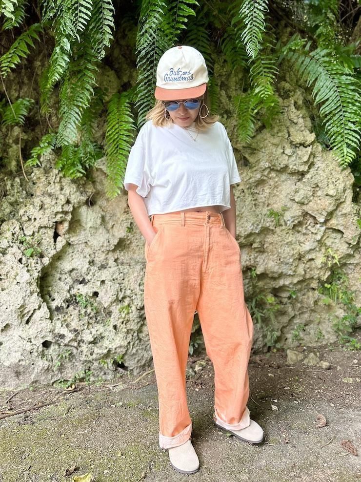 SUPIMA Coton Cut off tee Greentea x Greige