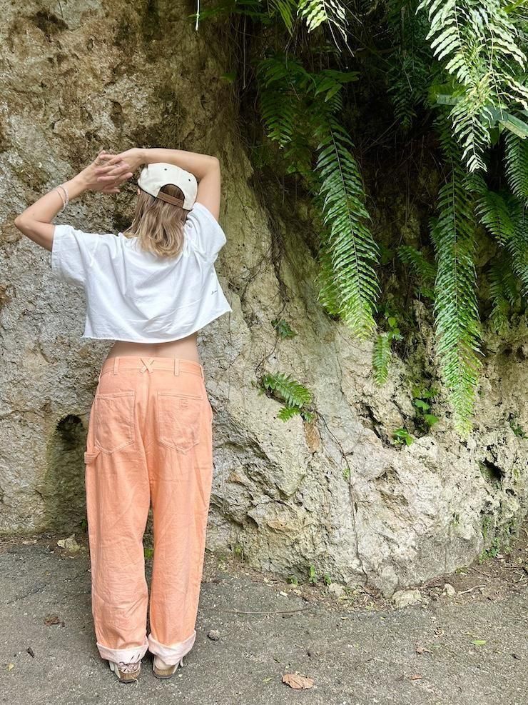 SUPIMA Coton Cut off tee Greentea x Greige