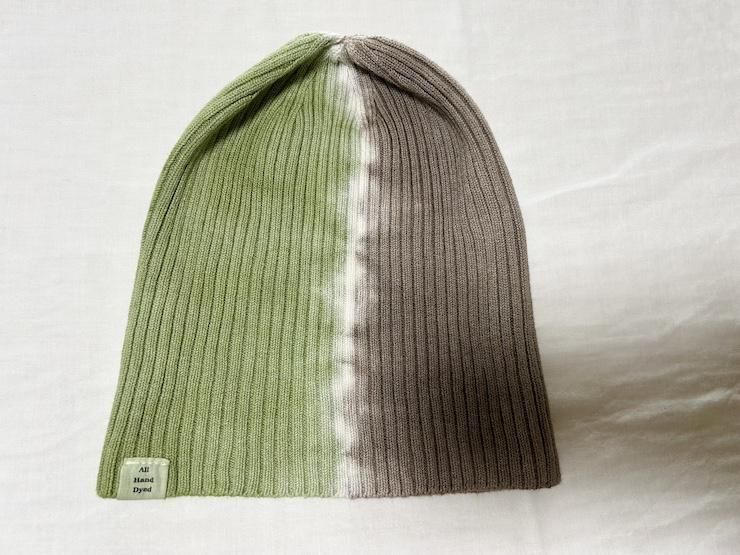 Knit Cap  Greige x MossGreen 