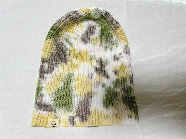 Knit Cap  MossGreen x Custard x Greige 