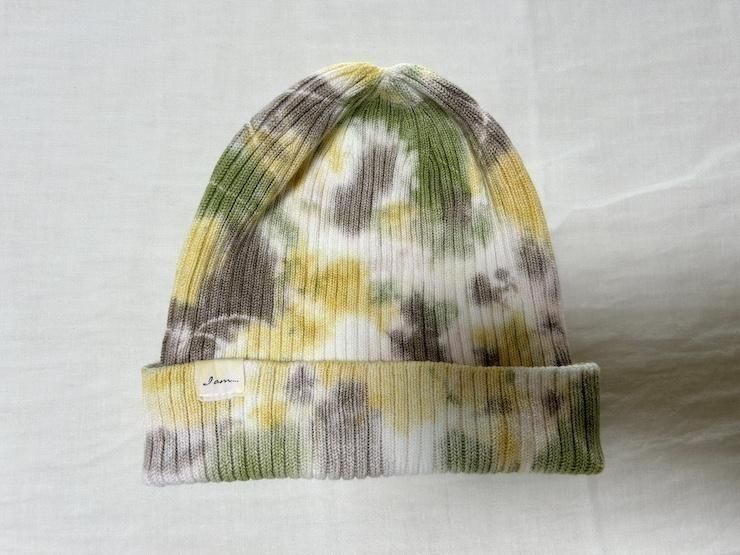 Knit Cap  MossGreen x Custard x Greige 