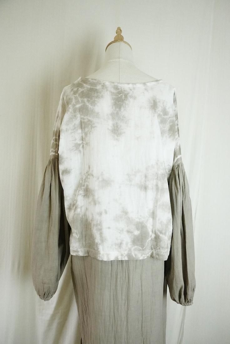W-Gauze  Puff sleeve top Greige