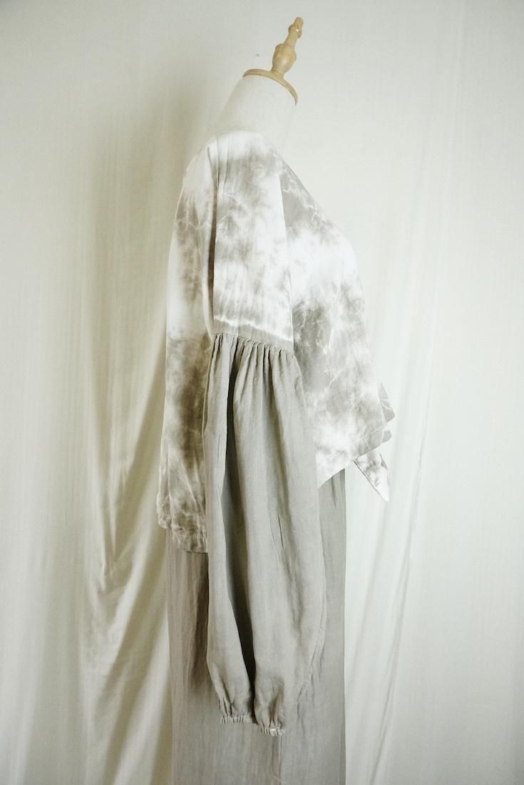 W-Gauze  Puff sleeve top Greige