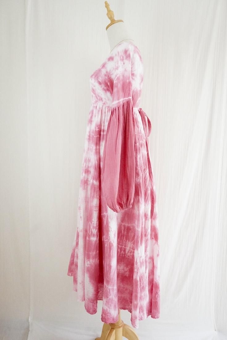 W-gauze Puff sleeve op  Bougainvillea