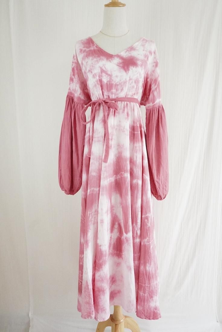 W-gauze Puff sleeve op  Bougainvillea