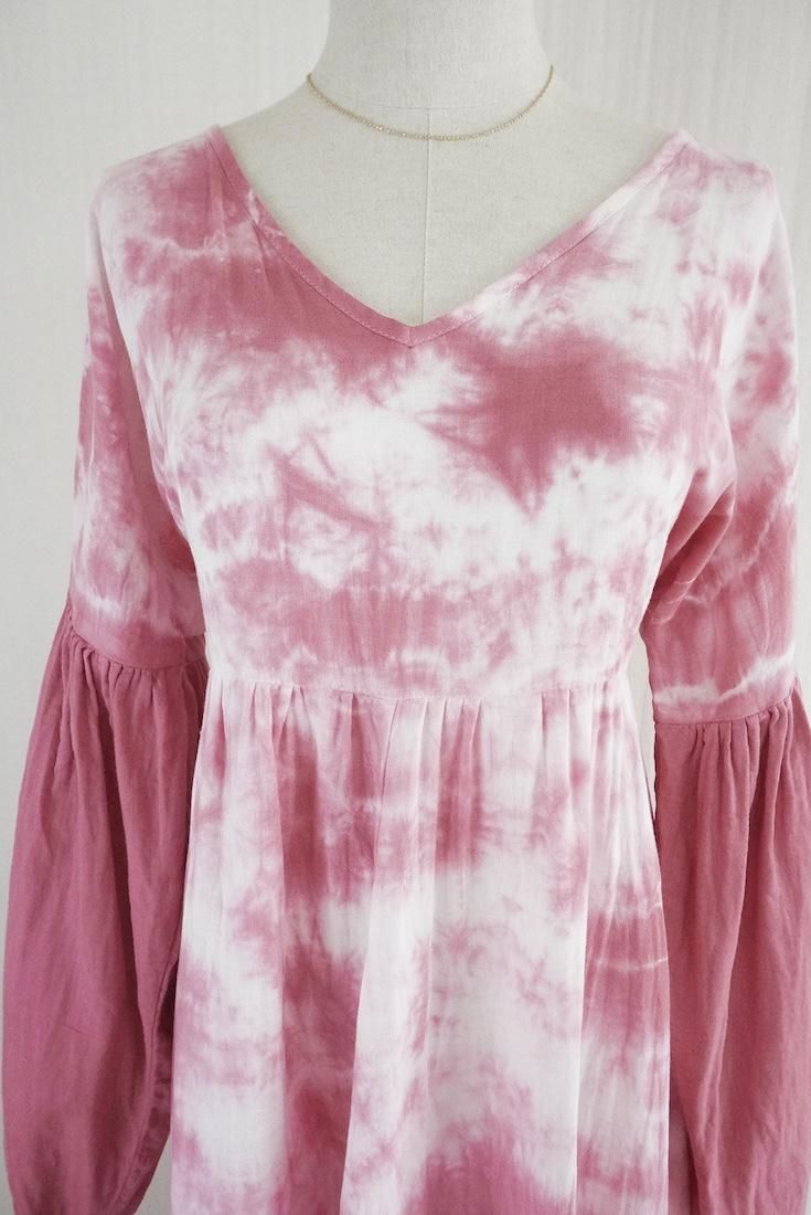 W-gauze Puff sleeve op  Bougainvillea