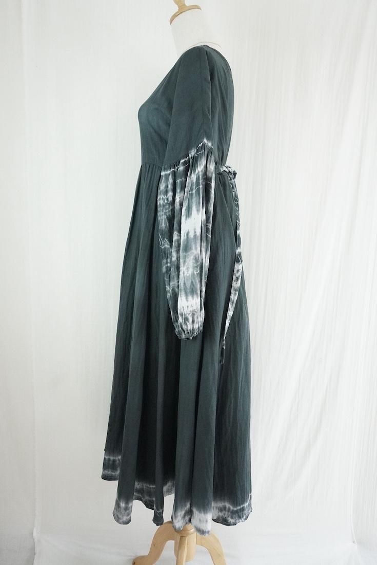 W-gauze Puff sleeve op  Black