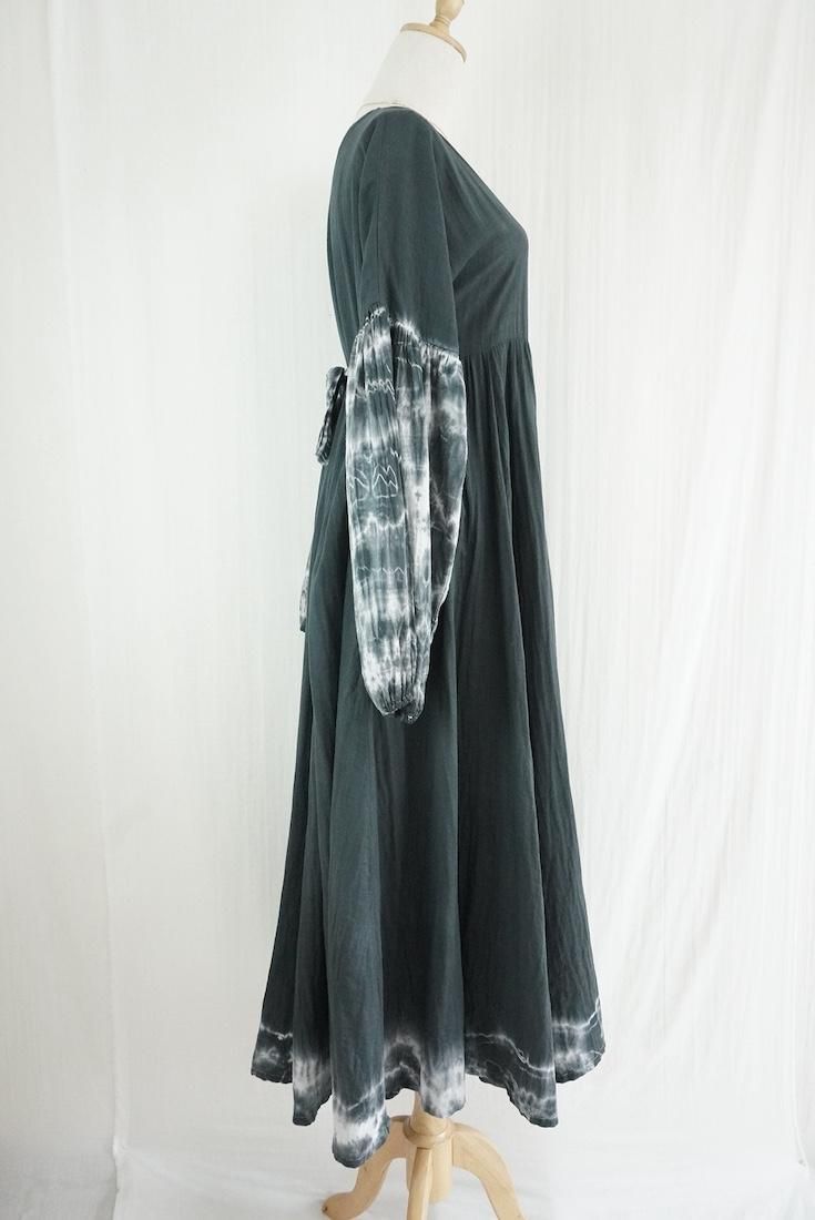 W-gauze Puff sleeve op  Black