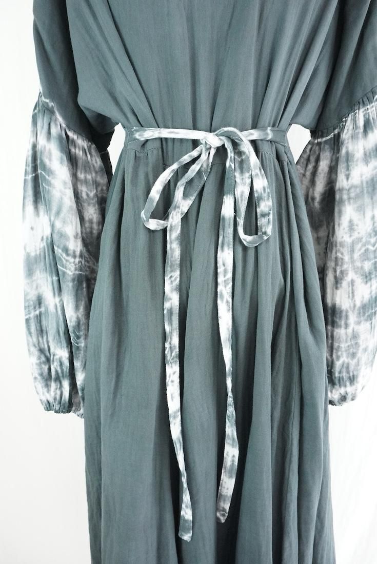 W-gauze Puff sleeve op  Black