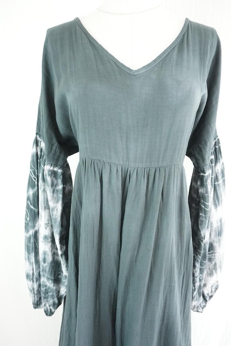 W-gauze Puff sleeve op  Black