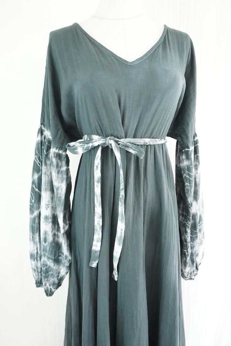 W-gauze Puff sleeve op  Black