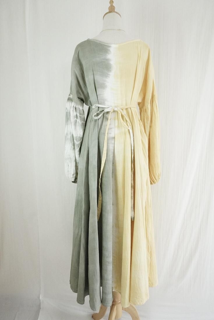 W-gauze Puff sleeve op  GreenTea x Custard