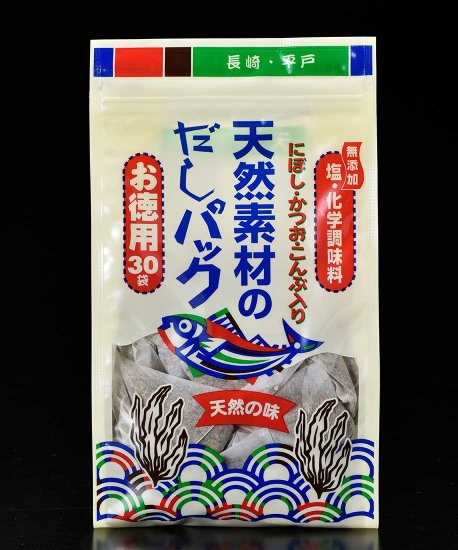 徳用天然素材のだしパック（30P） - 長田食品｜長崎県平戸市より、職人の手による本物の味をお届け致します。