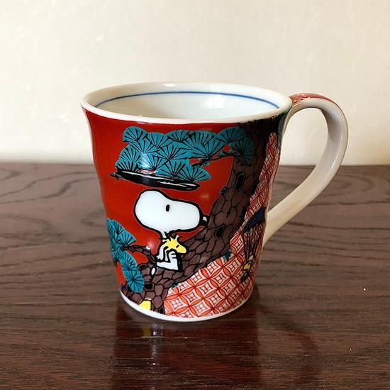 九谷焼マグカップ スヌーピー 赤絵