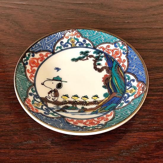 九谷焼豆皿 スヌーピー 山水