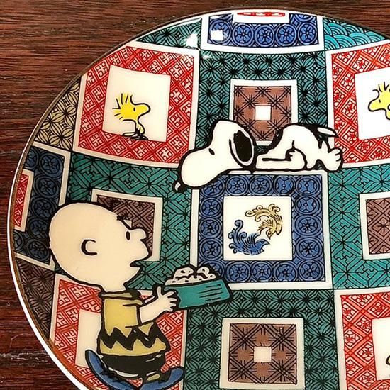 九谷焼豆皿 スヌーピー 石畳