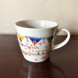 九谷焼マグカップ　花祭　銀舟窯