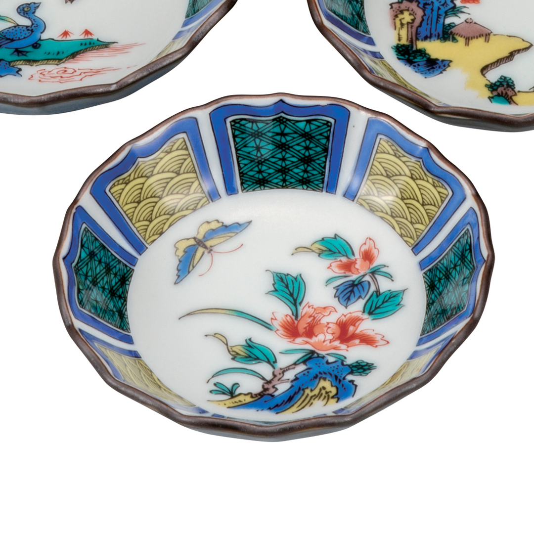 3号小鉢揃(9.5cm) 古九谷絵変わり 5枚セット 3号小鉢揃(9.5cm) 古九谷絵変わり 5枚セット