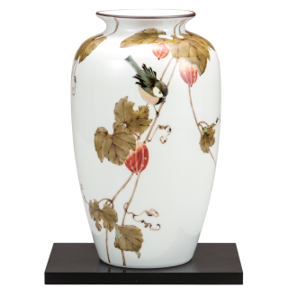 花瓶（10号）　鳥にからす瓜／山田龍山