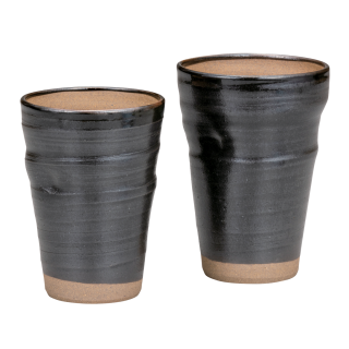 ペアフリーカップ　黒釉焼〆／九谷和窯
