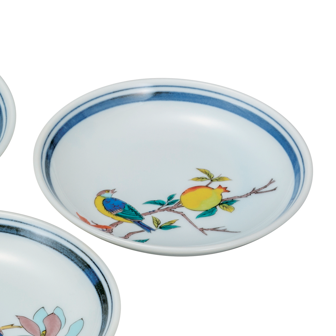 4.5号皿揃（13.8cm） 花鳥絵変わり 5枚セット