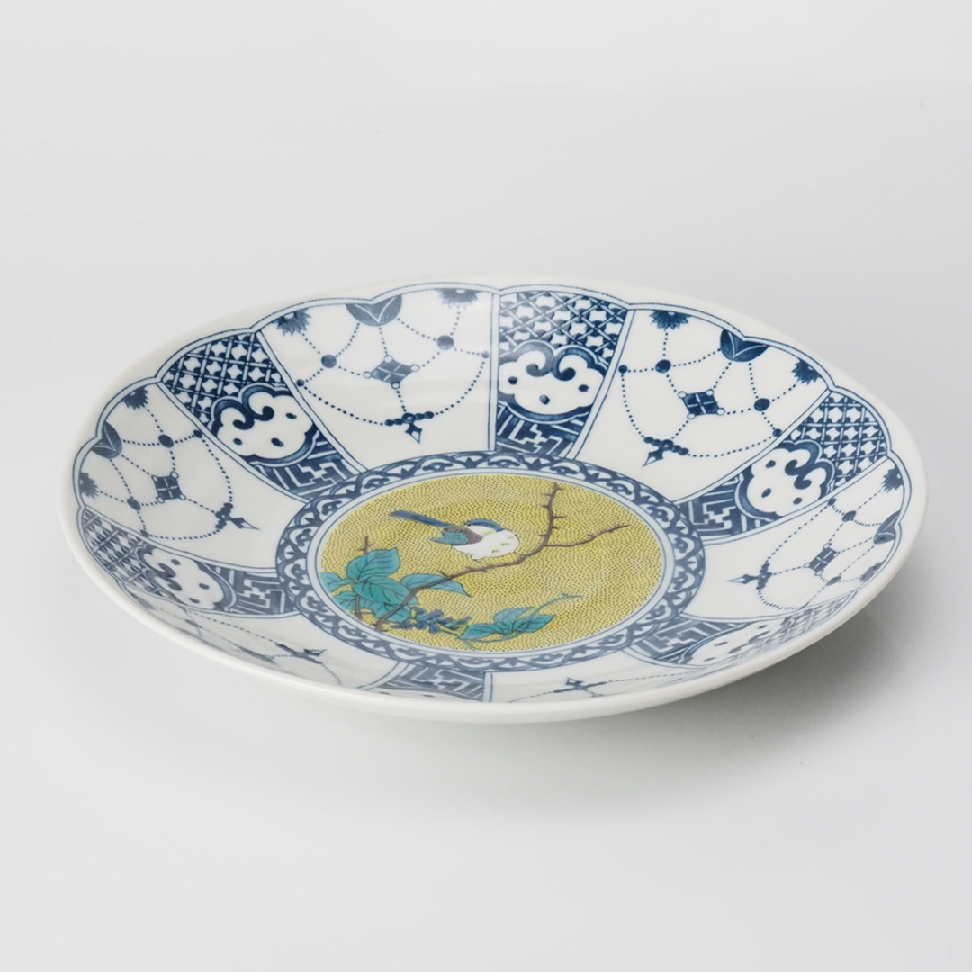 皿(7.5号) 染付瓔珞文吉田屋風/青風窯 皿(7.5号) 染付瓔珞文吉田屋風/青風窯