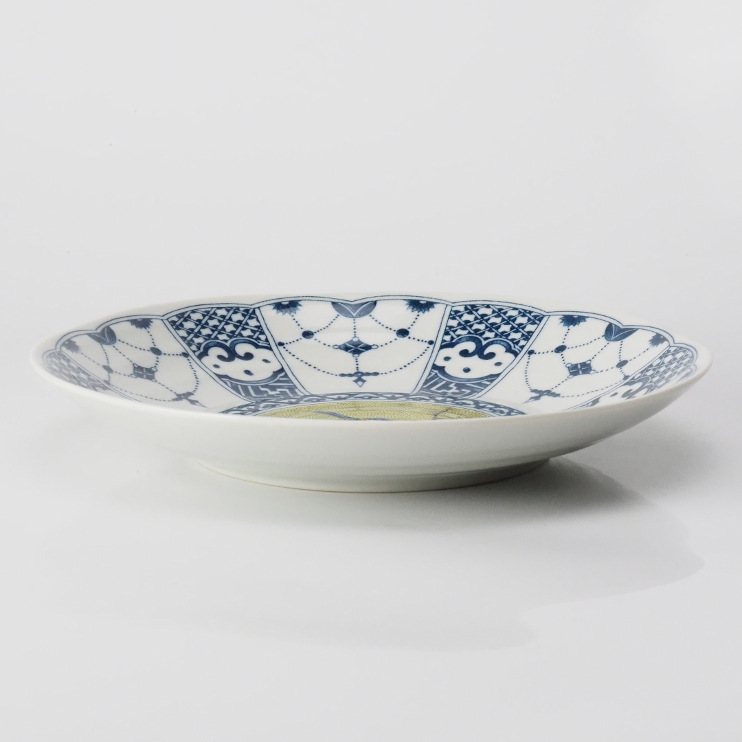 皿(7.5号) 染付瓔珞文吉田屋風/青風窯 皿(7.5号) 染付瓔珞文吉田屋風/青風窯