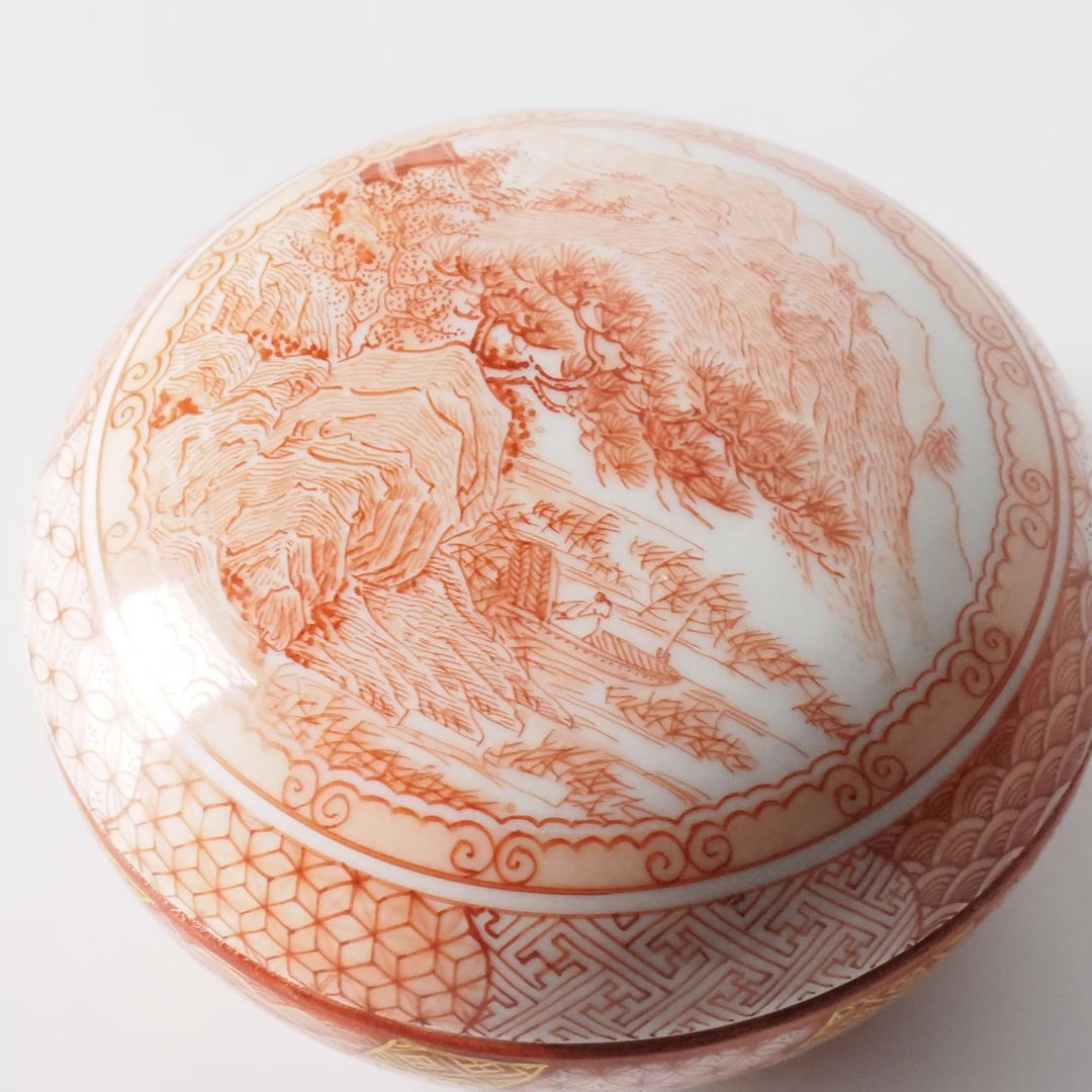 香合 赤絵山水文/福島武山 【限定品】 香合 赤絵山水文/福島武山 【限定品】