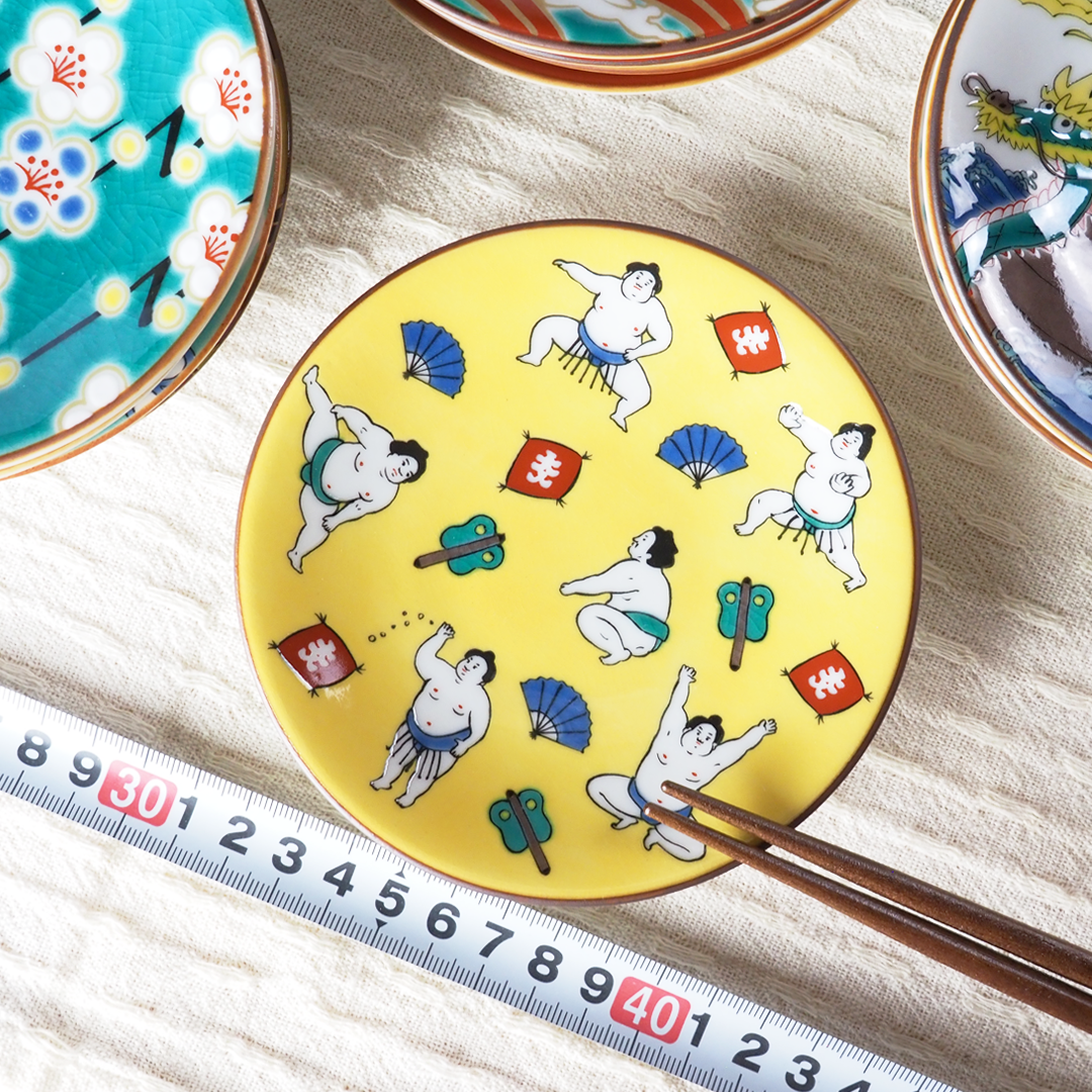 縁起小皿（12.0cm） お相撲さん／青郊窯