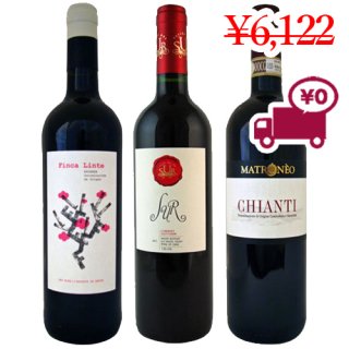 送料無料　SPECIAL PRICE<br>【チリ・スペイン・フランスワイン3本セット】<br>3か国で構成された人気 赤ワイン3種セット