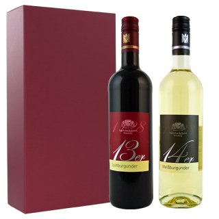 【ワインギフト】<br>ドイツ 赤白ワイン 2本<br>優れたフランケンワイン<br>ピノブラン ピノノワール<br>本州・四国送料無料 ギフト2本箱入
