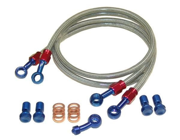 Z125 PRO・ステンメッシュブレーキホース青・前後［KW203］|前後用