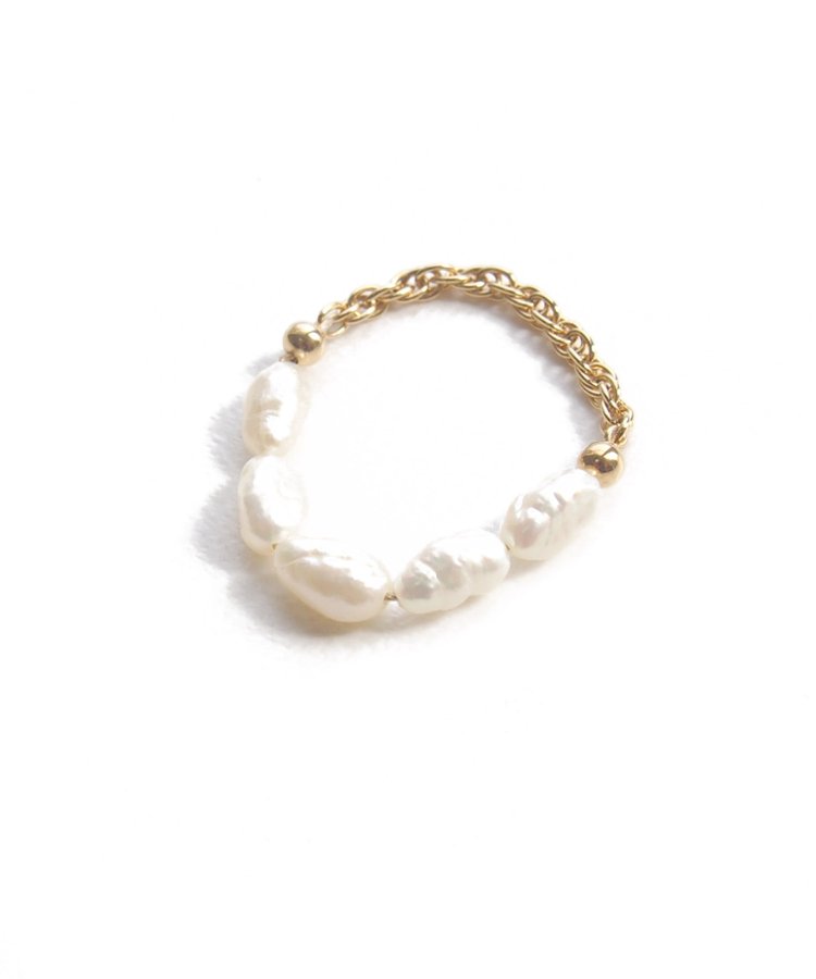 Freshwater pearl × chain ring