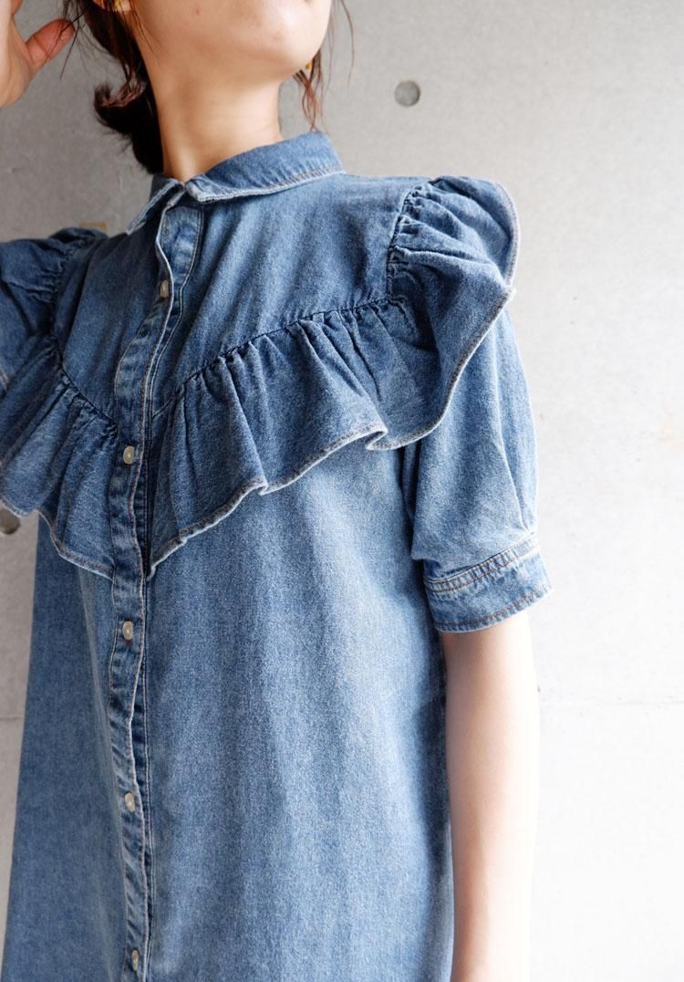 デニムフリルワンピース Fun Onlinestore デニムフリルワンピース Fun Onlinestore