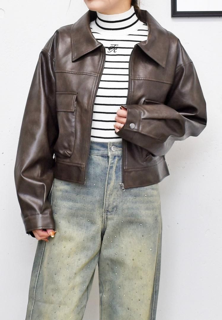 ヴィンテージフェイクレザージャケット - FUN OnlineStore ヴィンテージフェイクレザージャケット - FUN OnlineStore