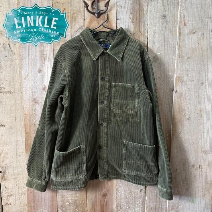 ラルフローレン　カバーオール　ライナー付き　襟コーデュロイ　カーキ　美品 80s POLO Ralph Lauren カバーオール ラルフローレン 襟