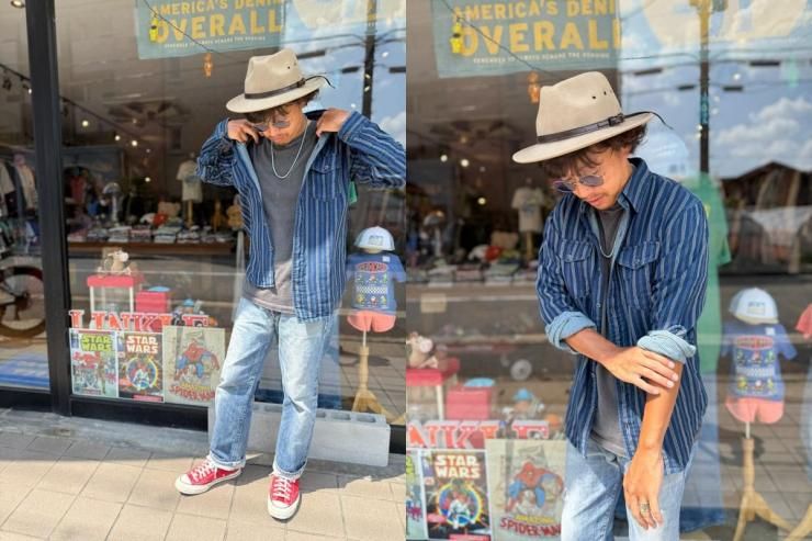 RRL(ダブルアールエルラルフローレン):インディゴ ストライプド