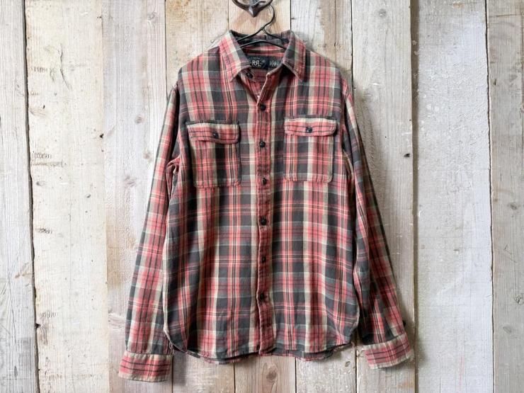 RRL ダブルアールエル ネルシャツ　コットンリネン S ラルフローレン ダブルアールエル) RRL コットン リネン ツイル ワーク ジャケット